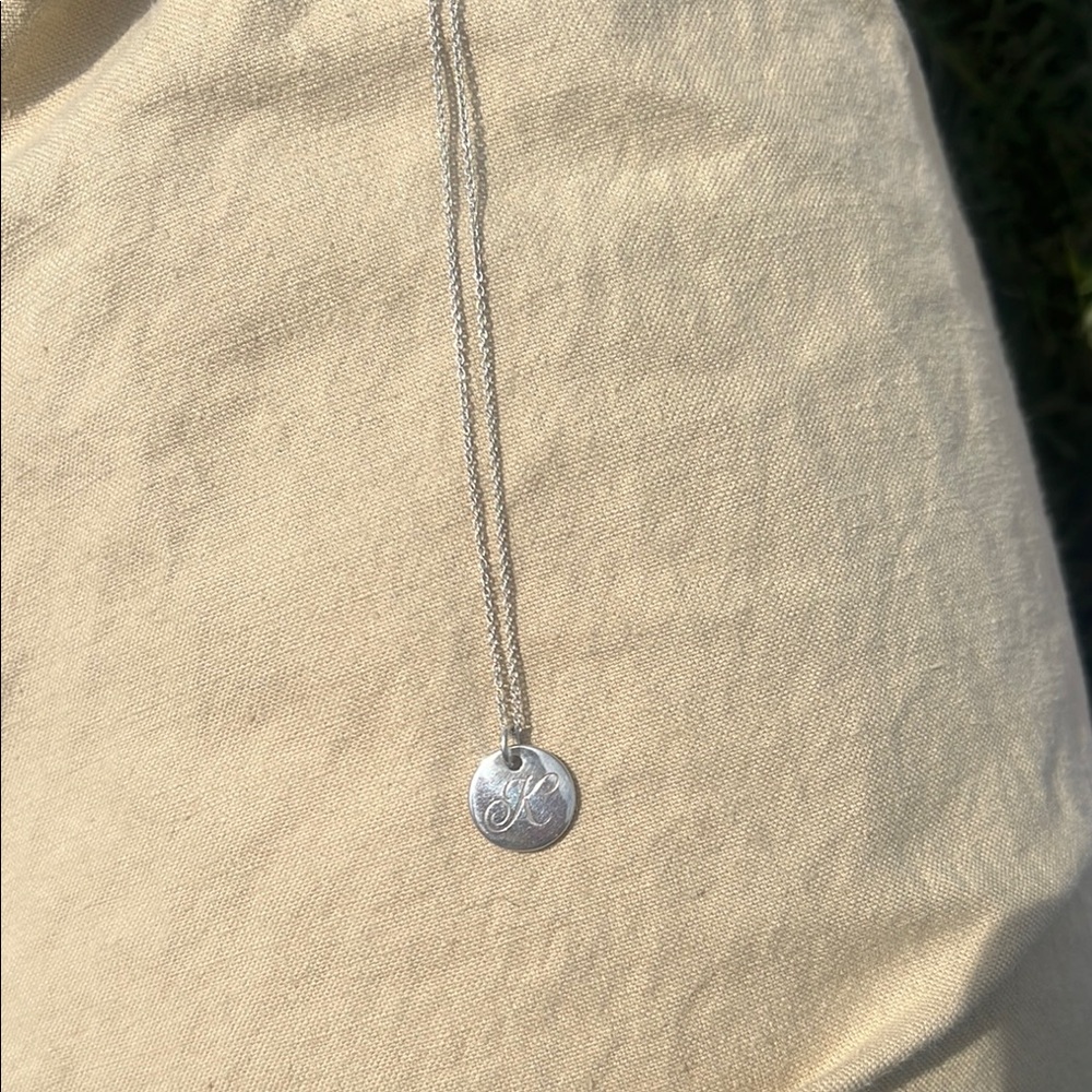 Tiffany & Co. Silver K Initial Pendant Necklace